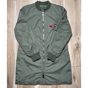 Alpha Industries Green L2B Long Flight Jacket - Women Size Large